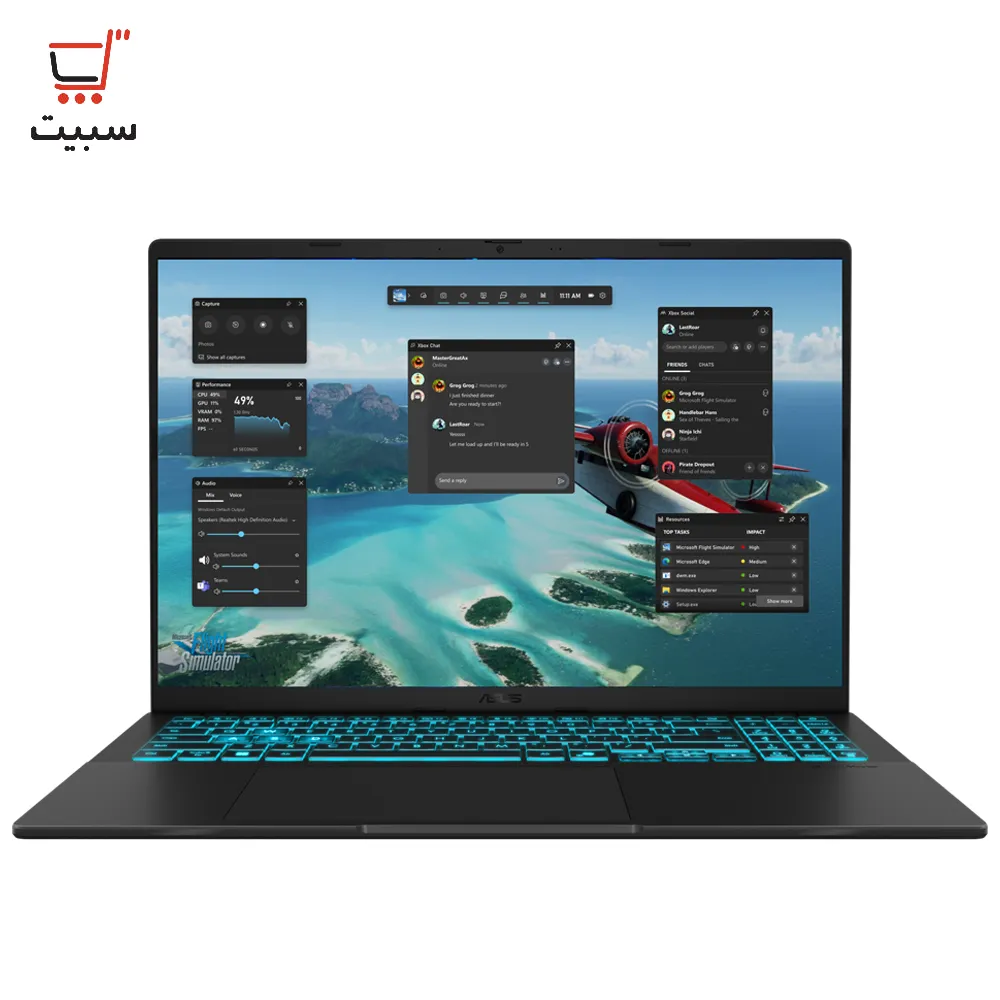 لپ تاپ 16 اینچی گیمینگ ایسوس مدل V16 2025 V3607VM Core 7 240H 32G 2T SSD 8G RTX 5060 WUXGA 144Hz
